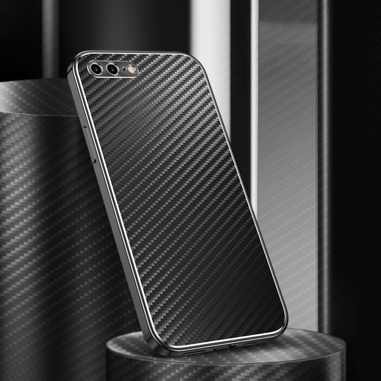 

Metal Frame Carbon Fiber Phone Case For iPhone SE 2022 / SE 2020 / 8 / 7(Black)