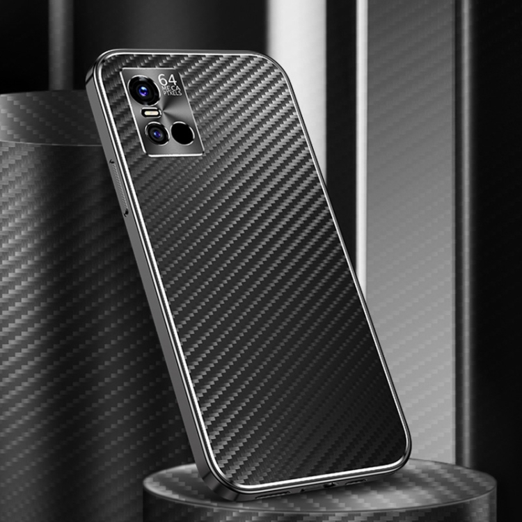 

For vivo S10 Metal Frame Carbon Fiber Phone Case(Black)