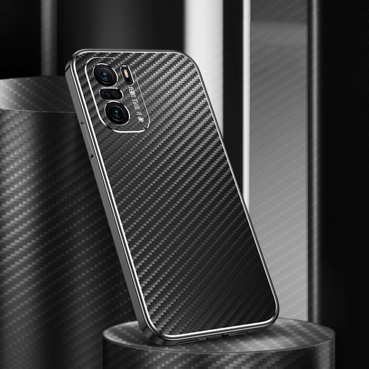 

For Xiaomi Redmi K40 / K40 Pro Metal Frame Carbon Fiber Phone Case(Black)