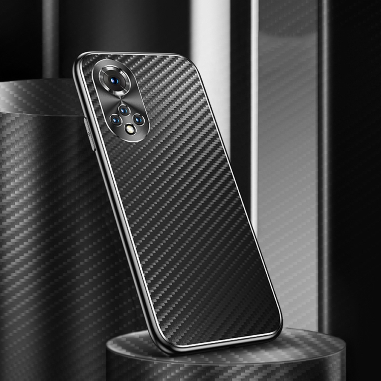 

For Honor 50 / nova 9 Metal Frame Carbon Fiber Phone Case(Black)