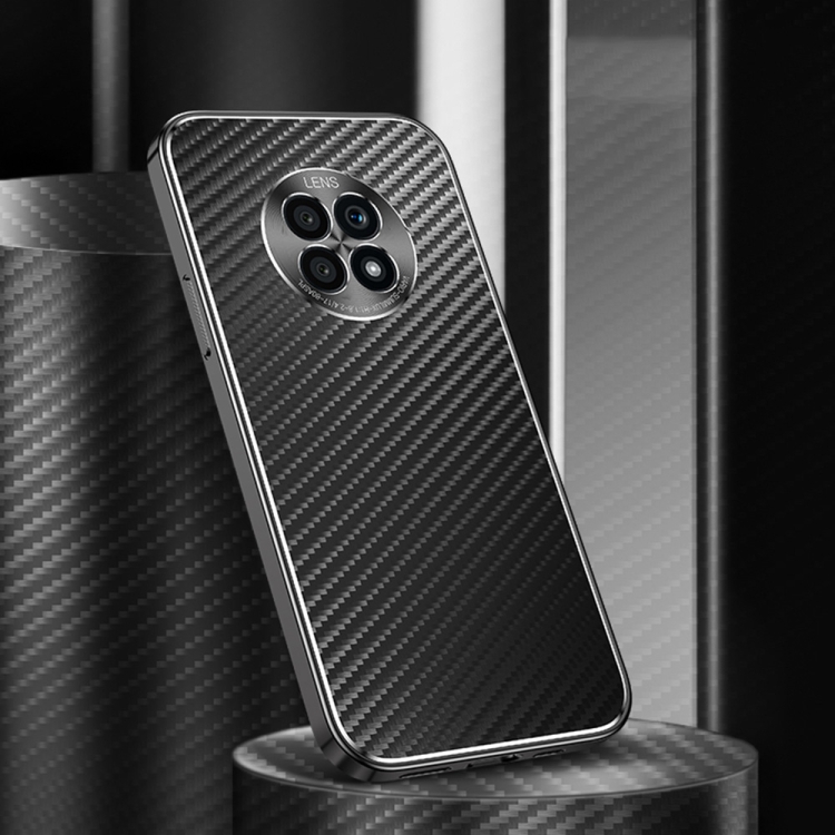 

For Honor X20 Metal Frame Carbon Fiber Phone Case(Black)