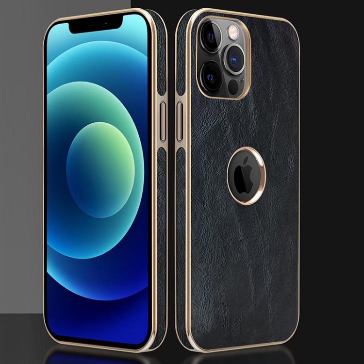 

Baume Mercier Series Metal Frame + Top Layer Leather Shockproof Phone Case For iPhone 11 Pro Max(Black)