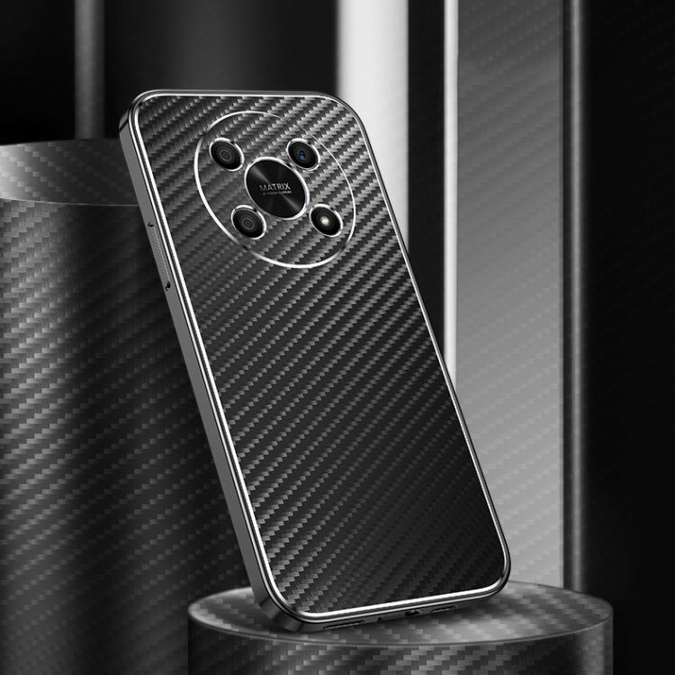 

For Honor X30 5G Metal Frame Carbon Fiber Phone Case(Black)