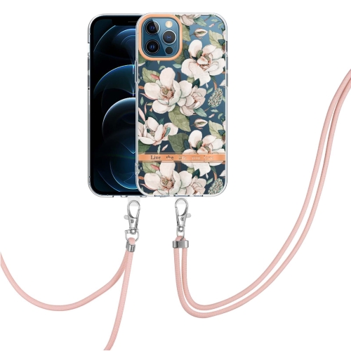

Flowers Series TPU Phone Case with Lanyard For iPhone 12 Pro Max(Green Gardenia)
