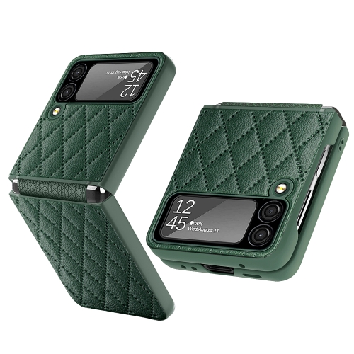 

For Samsung Galaxy Z Flip3 5G Rhombus Hinge Phone Case(Green)