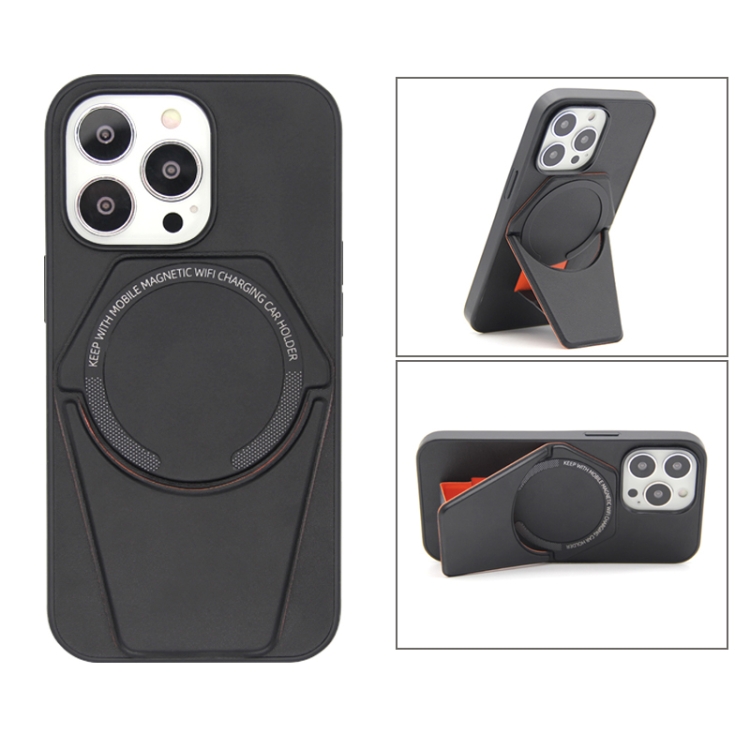 

Shield Card Holder PU+TPU Magsafe Case For iPhone 13 Pro Max(Black)