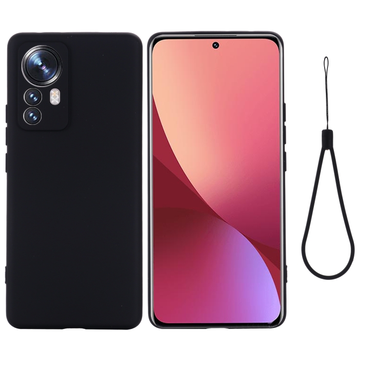 

For Xiaomi 12 Pro Pure Color Liquid Silicone Phone Case(Black)