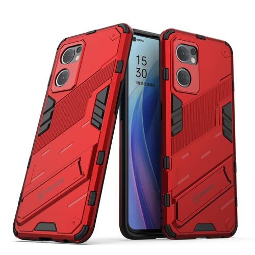 

For OPPO Reno7 5G Global / Find X5 Lite Punk Armor 2 in 1 PC + TPU Shockproof Phone Case with Invisible Holder(Red)