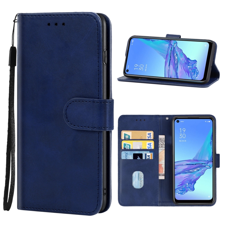 

Leather Phone Case For OPPO A53s(Blue)