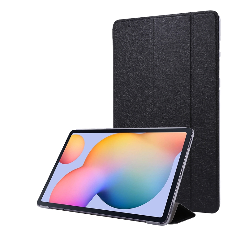 

For Samsung Galaxy Tab S8+ / Tab S7+ Silk Texture Flip Leather Tablet Case(Black)