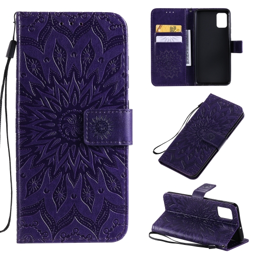 

For Galaxy A51 Sun Print Horizontal Flip Protective Case with Holder & Card Slots & Wallet(Purple)