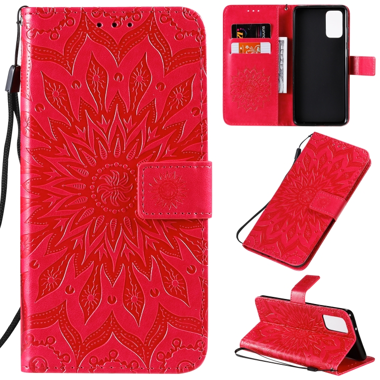 

For Galaxy S20+ Sun Print Horizontal Flip Protective Case with Holder & Card Slots & Wallet(Red)