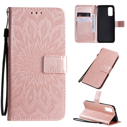 

For Galaxy S20 Sun Print Horizontal Flip Protective Case with Holder & Card Slots & Wallet(Rose Gold)