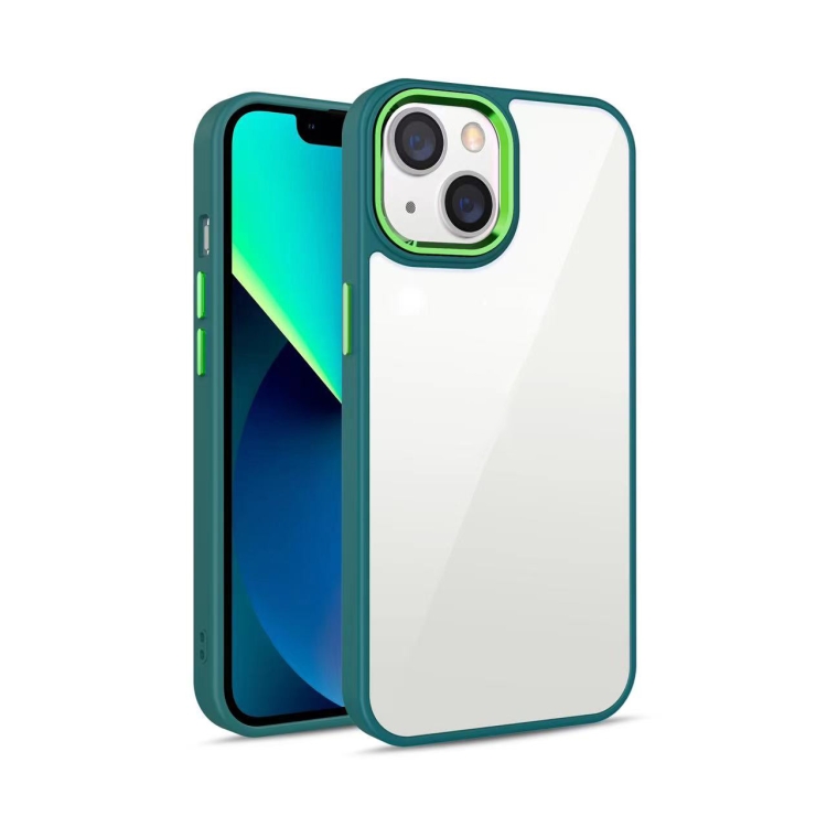 

For iPhone 13 3 in 1 Electroplated Acrylic Phone Case(Dark Green)