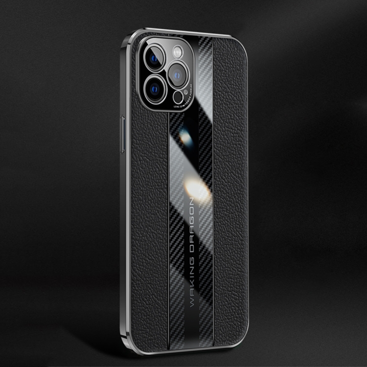 

Racing Car Design Leather Electroplating Process Anti-fingerprint Protective Phone Case For iPhone 12 Pro(Black)