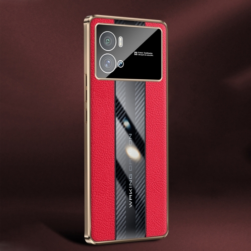 

For vivo iQOO 9 Pro Racing Car Design Leather Electroplating Process Anti-fingerprint Phone Case(Red)