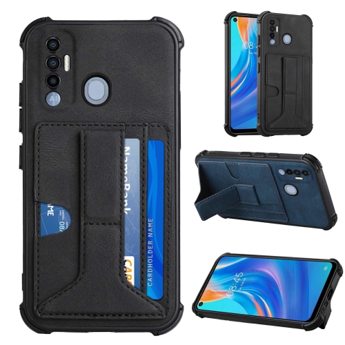

For Tecno Spark 7 Pro Dream Holder Card Bag Shockproof Phone Case(Black)