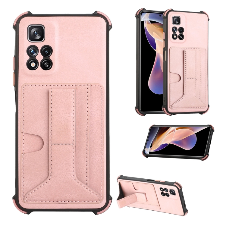 For Xiaomi Redmi Note 11 Pro 5G Dream Holder Card Bag Shockproof Phone  Case(Rose Gold)