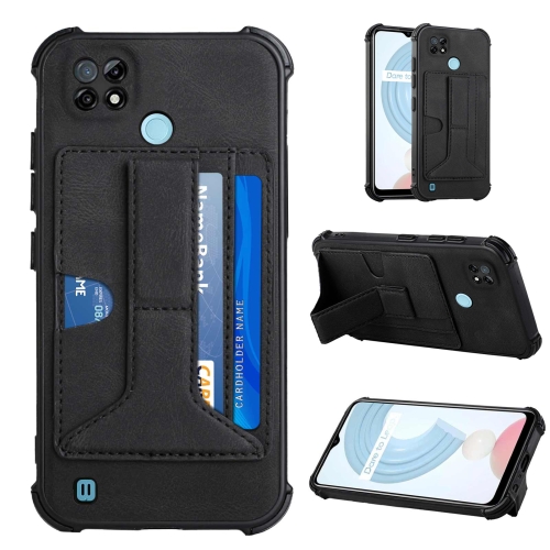 

For OPPO Realme C21 Dream Holder Card Bag Shockproof Phone Case(Black)