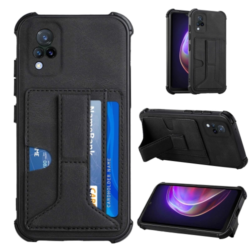 

For vivo V21 Dream Holder Card Bag Shockproof Phone Case(Black)