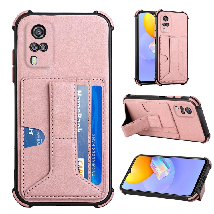 

For vivo Y51 2020/Y31 2021/Y51s Foreign Version/Y51a Dream Holder Card Bag Shockproof Phone Case(Rose Gold)