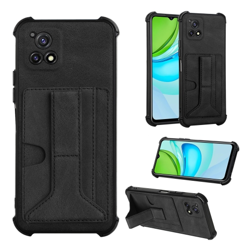 

For vivo Y72 5G Indian Version/Y52s 5G Dream Holder Card Bag Shockproof Phone Case(Black)