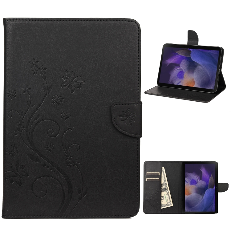 

For Samsung Galaxy Tab A8 10.5 2021 X200 / X205 Butterfly Flower Embossing Pattern Leather Tablet Case(Black)