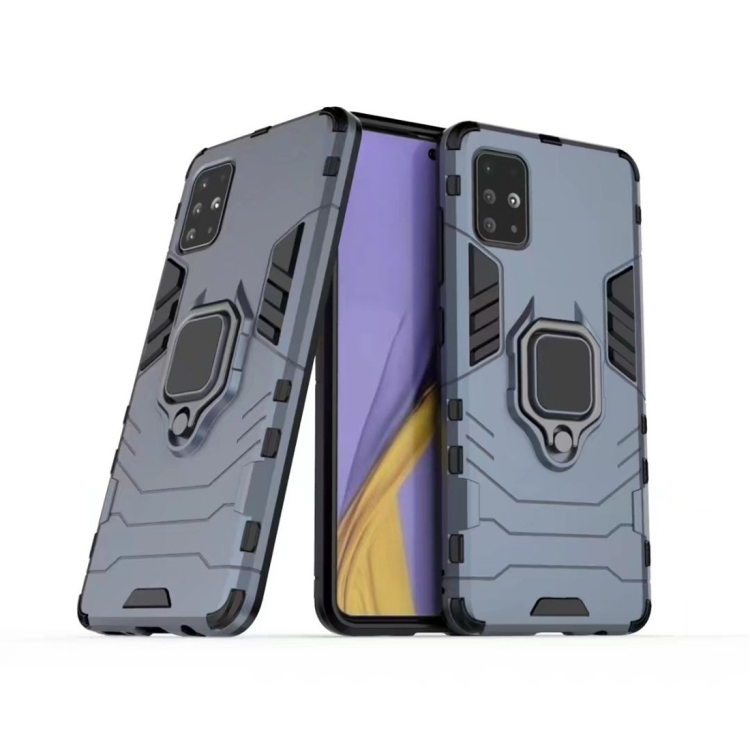

For Galaxy A51 PC + TPU Shockproof Protective Case with Magnetic Ring Holder(Navy Blue)
