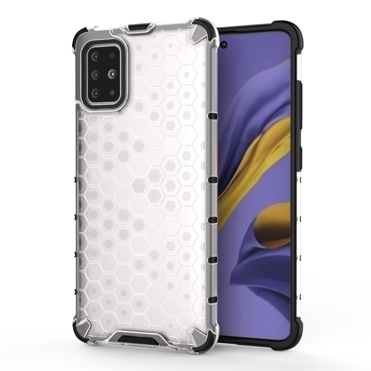 

For Galaxy A51 Shockproof Honeycomb PC + TPU Protective Case(White)