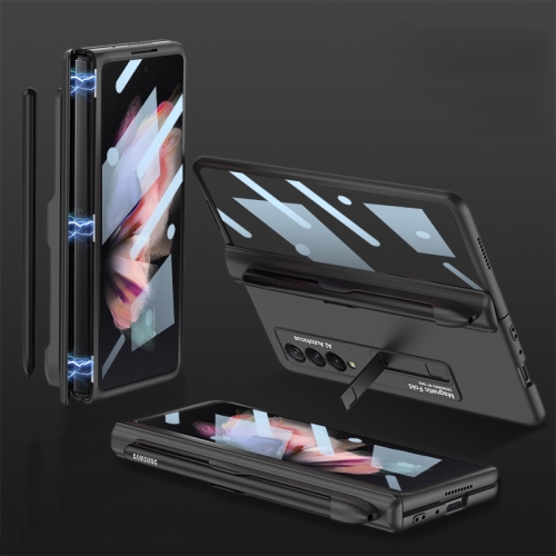 

For Samsung Galaxy Z Fold3 5G GKK Integrated Magnetic Full Coverage Phone Flip Case with Pen Slot(Black)