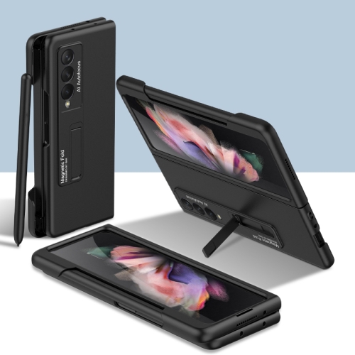 

For Samsung Galaxy Z Fold3 5G GKK Ultra-thin PC Phone Flip Case with Holder & Side Pen Slot(Black)