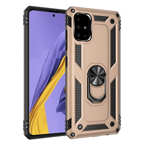 

For Galaxy A51 Shockproof TPU + PC Protective Case with 360 Degree Rotating Holder(Gold)