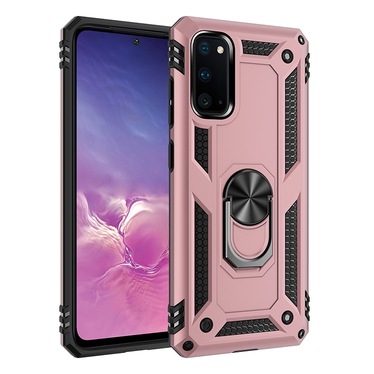 

For Galaxy S20 Shockproof TPU + PC Protective Case with 360 Degree Rotating Holder(Rose Gold)