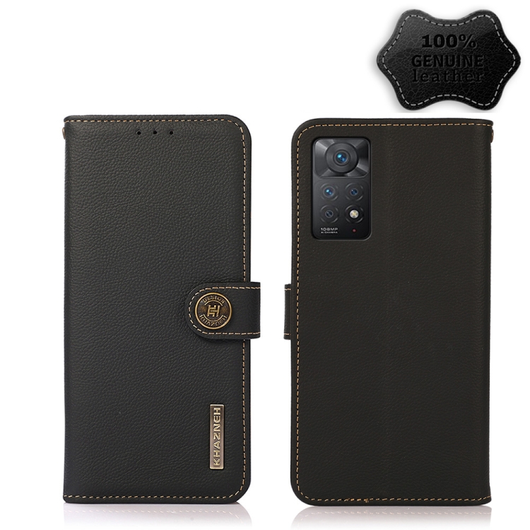 

For Xiaomi Redmi Note 11 Pro 5G / 4G KHAZNEH Custer Genuine Leather RFID Phone Case(Black)