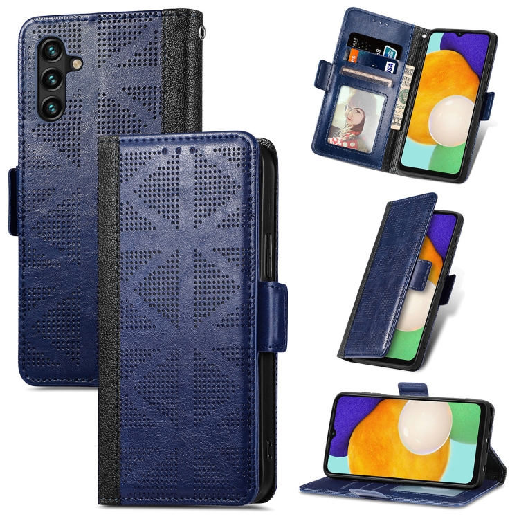 

For Samsung Galaxy A13 5G Grid Leather Flip Phone Case(Blue)