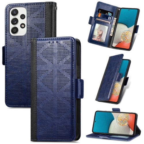 

For Samsung Galaxy A53 5G Grid Leather Flip Phone Case(Blue)