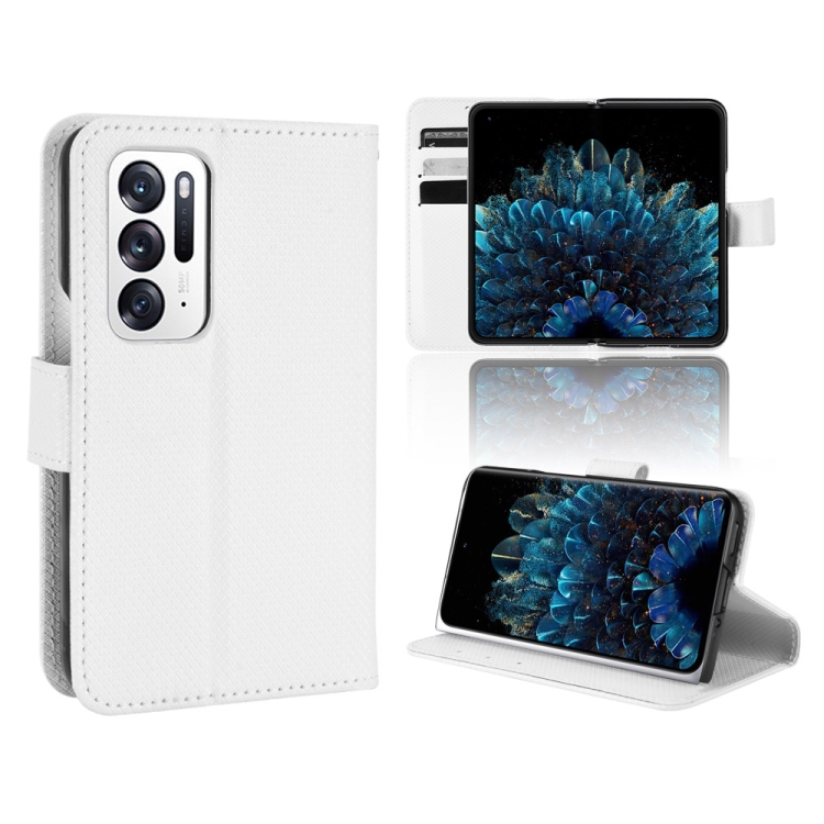 

For OPPO Find N Diamond Texture Leather Phone Case(White)