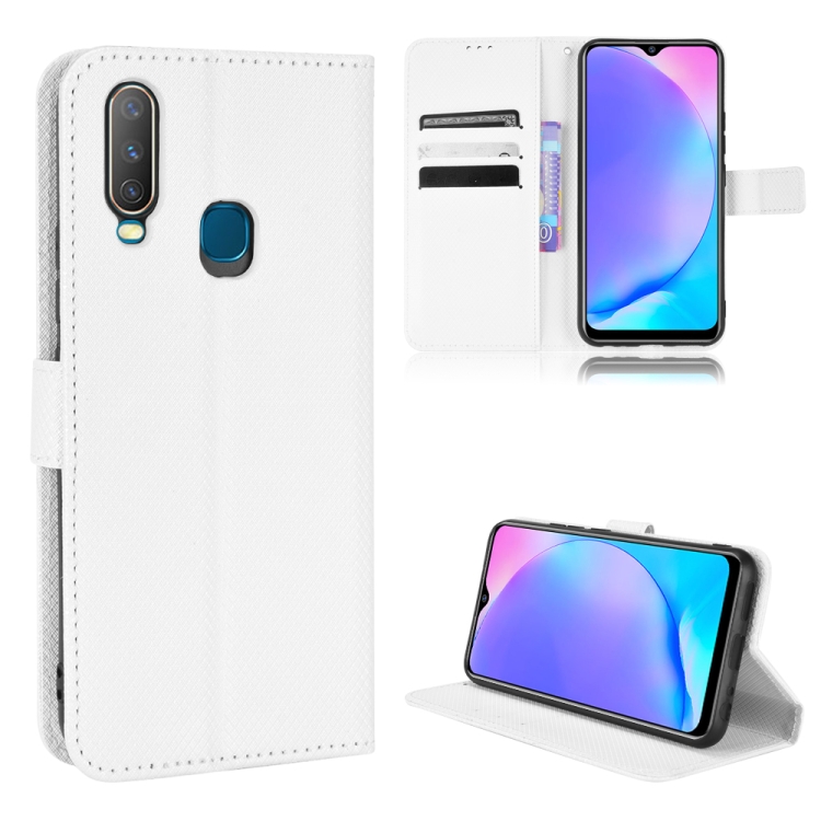 

For vivo Y17 / Y15 / Y12 / Y3 / U10 Diamond Texture Leather Phone Case(White)