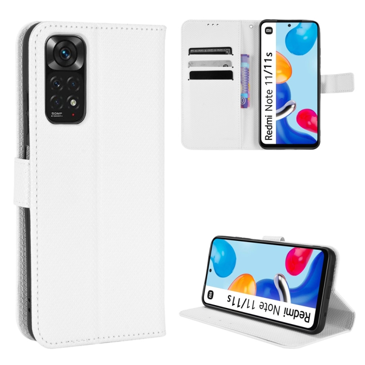 

For Xiaomi Redmi Note 11 4G Global / Note 11S Diamond Texture Leather Phone Case(White)