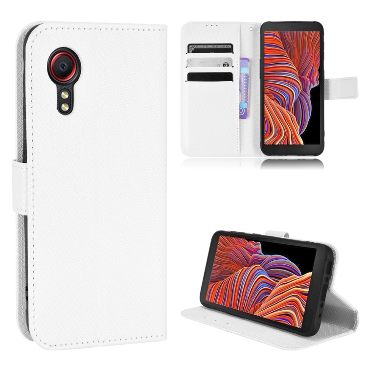 

For Samsung Galaxy Xcover 5 Diamond Texture Leather Phone Case(White)