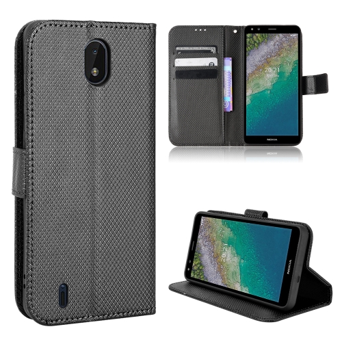 

For Nokia C01 Plus Diamond Texture Leather Phone Case(Black)