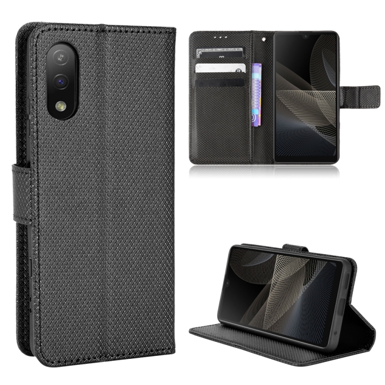 

For Sony Xperia ACE II / SO-41B Diamond Texture Leather Phone Case(Black)
