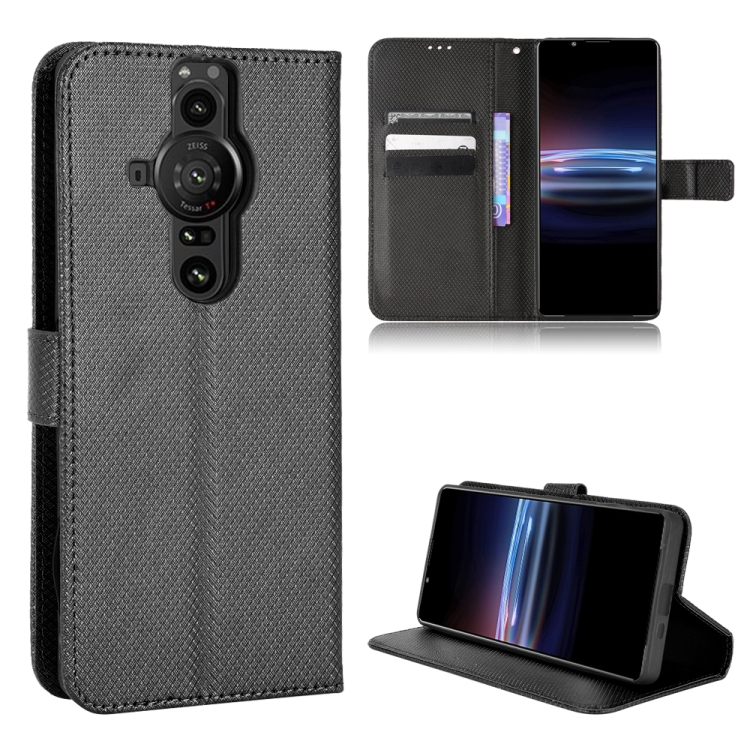 

For Sony Xperia Pro-1 Diamond Texture Leather Phone Case(Black)