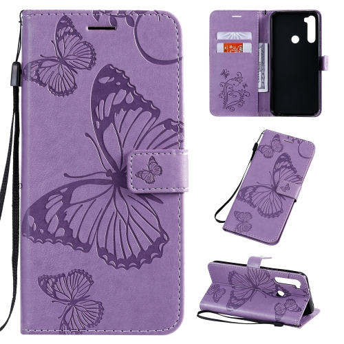 

For Xiaomi Redmi Note 8T Pressed Printing Butterfly Pattern Horizontal Flip PU Leather Case with Holder & Card Slots & Wallet & Lanyard(Purple)