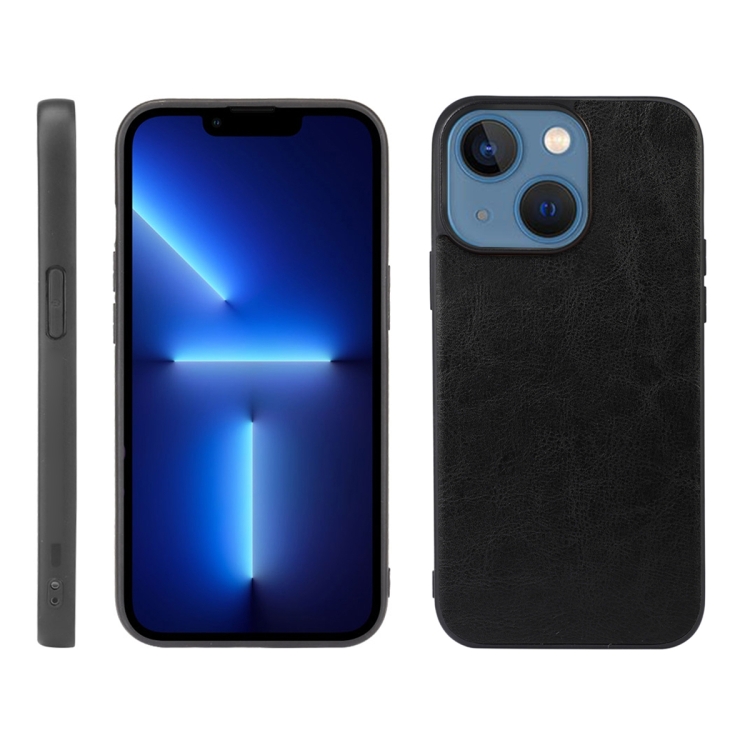 

Crazy Horse Texture PU Phone Case For iPhone 13(Black)