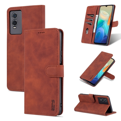 

For vivo Y76s 5G / Y74s AZNS Skin Feel Calf Texture Horizontal Flip Leather Phone Case(Brown)