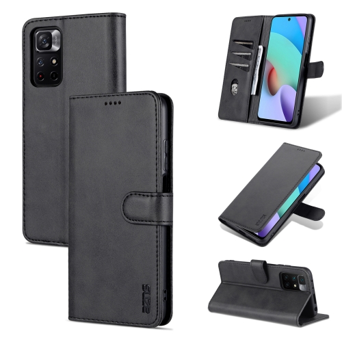 

For Xiaomi Redmi Note 11 Pro Foreign Version AZNS Skin Feel Calf Texture Horizontal Flip Leather Phone Case(Black)