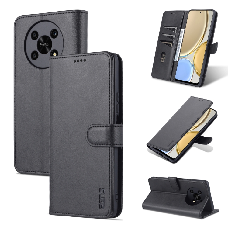 

For Honor X30 AZNS Skin Feel Calf Texture Horizontal Flip Leather Phone Case(Black)