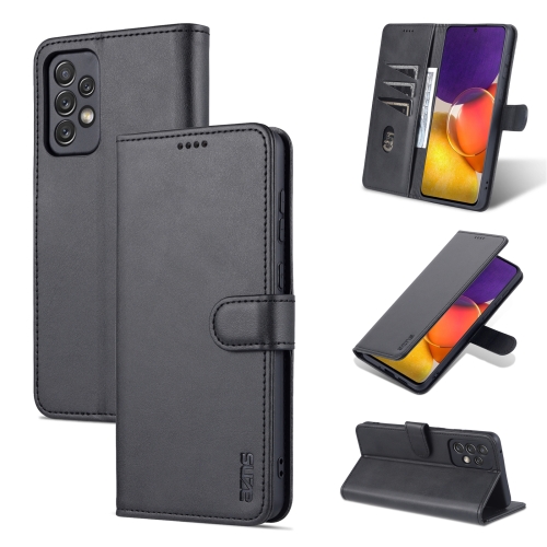 For Samsung Galaxy A73 5G AZNS Skin Feel Calf Texture Horizontal Flip Leather Phone Case(Black)