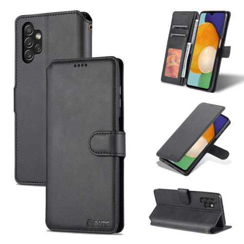 For Samsung Galaxy A13 4G AZNS Calf Texture Horizontal Flip Leather Phone Case with Holder & Card Slots & Wallet & Photo Frame(Black)